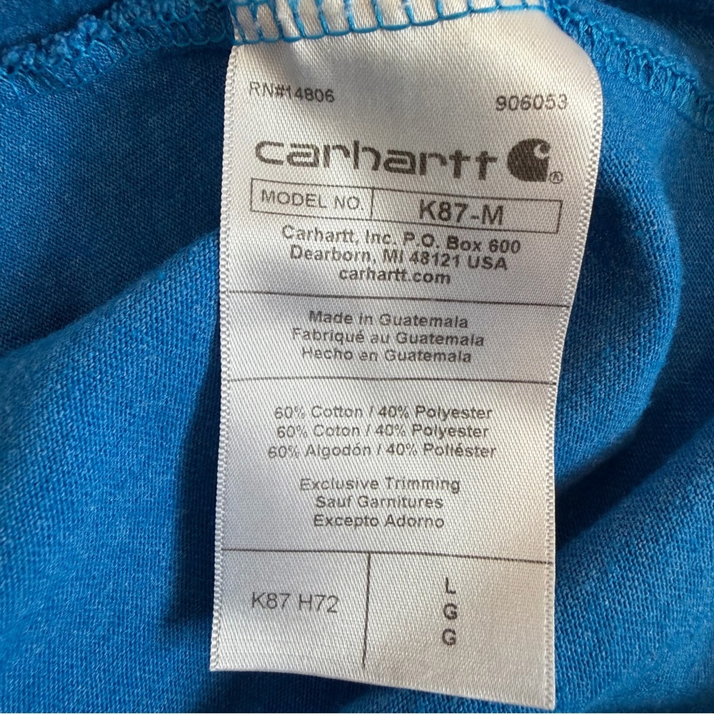 EUC Carhartt Mens Loose Fit Heavyweight Short-Sleeve Pocket T-Shirt Heather Blue - Picture 5 of 6